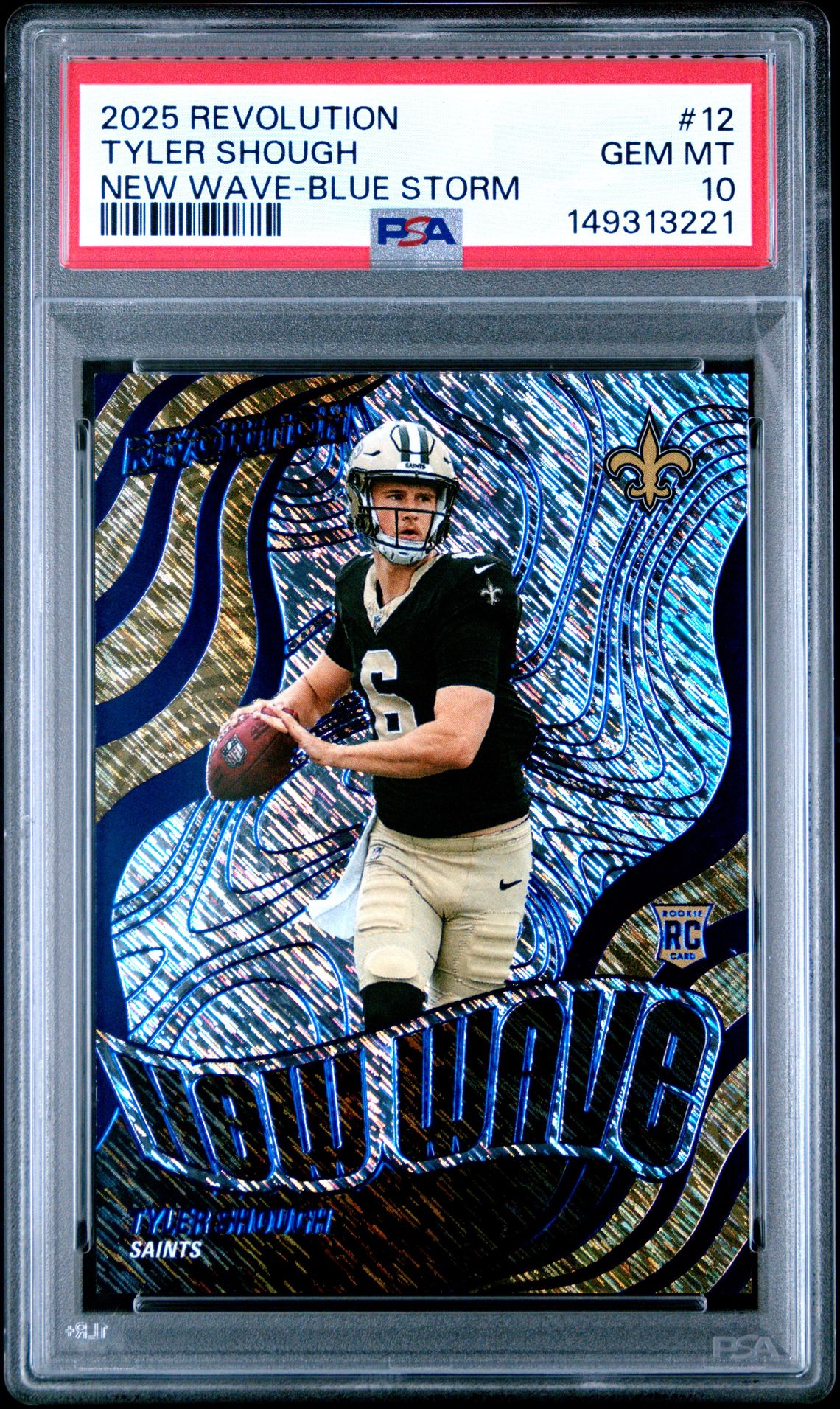 2025 Panini Revolution New Wave Tyler Shough #12 (New Wave-Blue Storm) Gem Mt 10 front