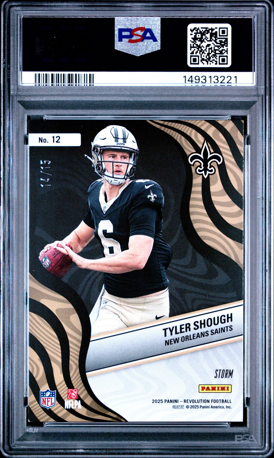 2025 Panini Revolution New Wave Tyler Shough #12 (New Wave-Blue Storm) Gem Mt 10 back