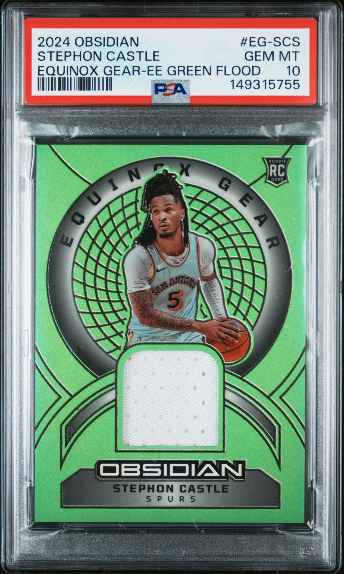 2024 Panini PANINI OBSIDIAN EQUINOX GEAR EE GREEN FLOOD #EG-SCS Stephon Castle front