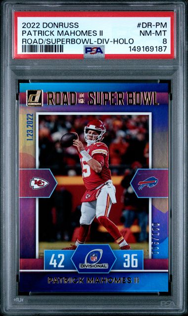 2022 Panini PANINI DONRUSS ROAD TO THE SUPERBOWL ROAD/SUPERBOWL-DIV-HOLO #DR-PM Patrick Mahomes Ii front