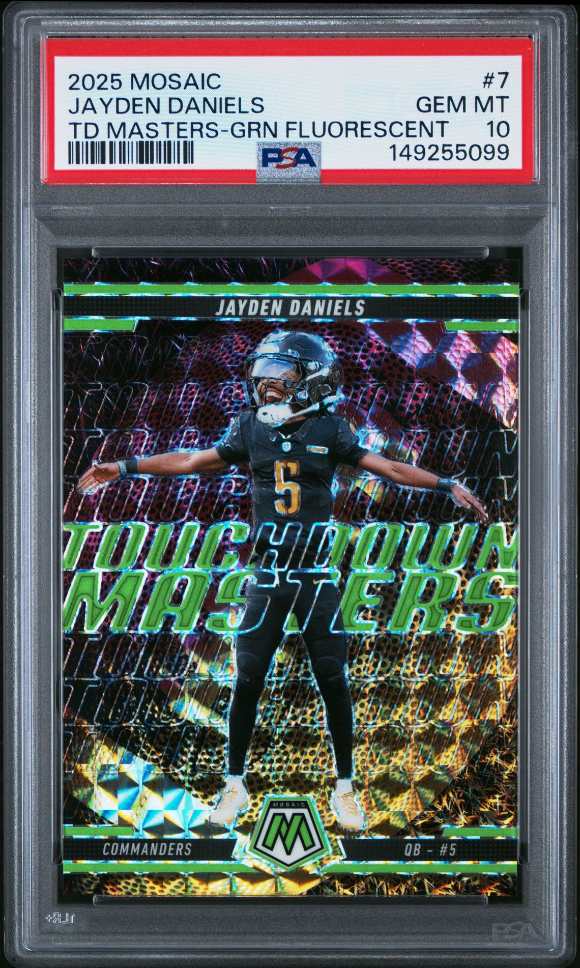 2025 Panini PANINI MOSAIC TOUCHDOWN MASTERS GREEN #7 Jayden Daniels front