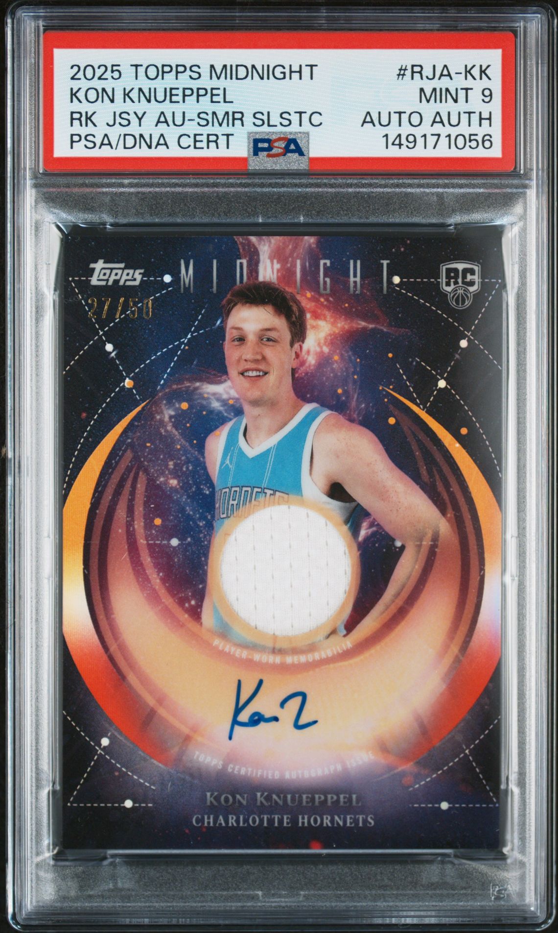 2025 Topps TOPPS MIDNIGHT ROOKIE JERSEY AUTOGRAPHS RK JSY AU-SMR SLSTC #RJA-KK Kon Knueppel front