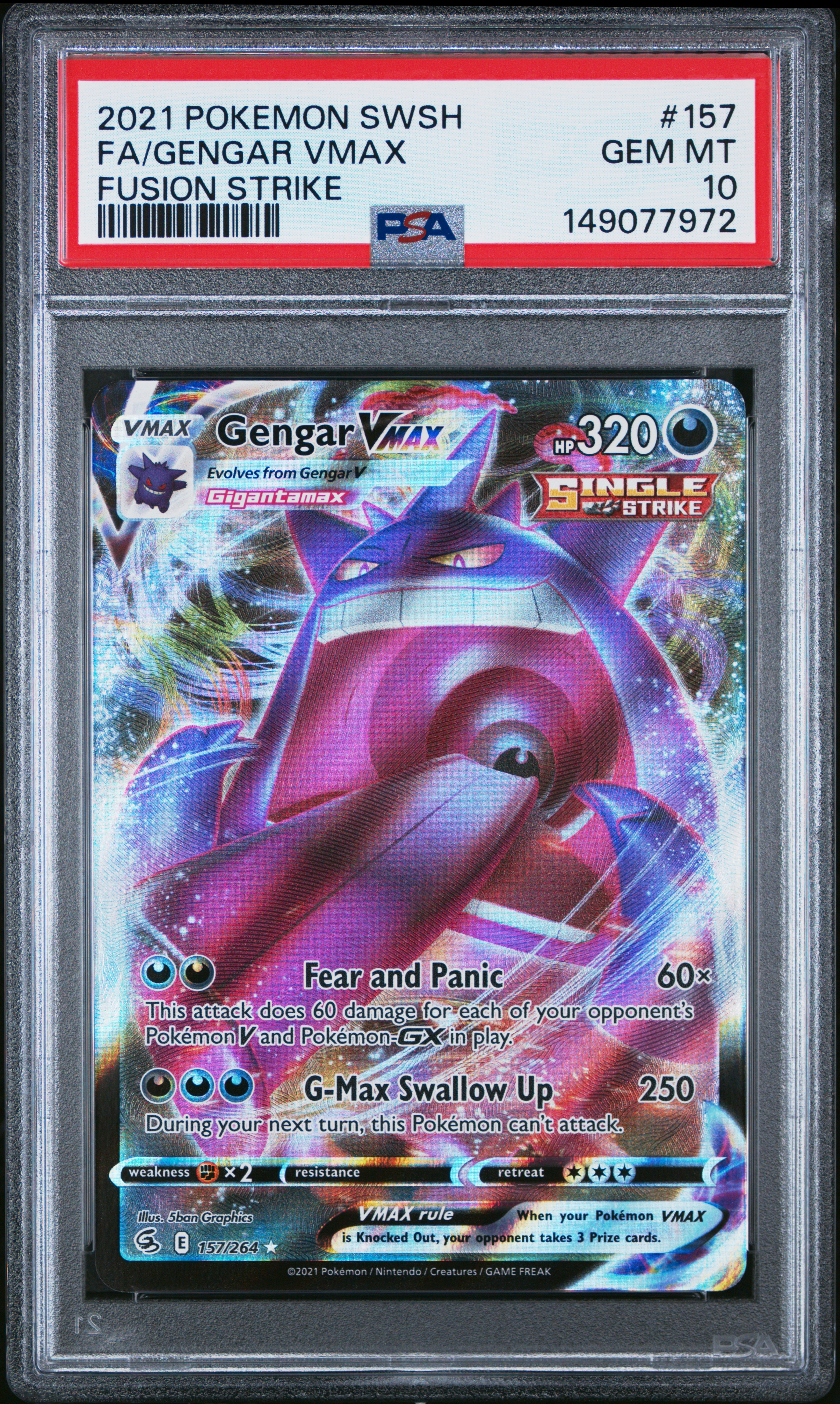 2021 #157 Full Art/Gengar Vmax PSA 10 Sword & Shield Fusion Strike