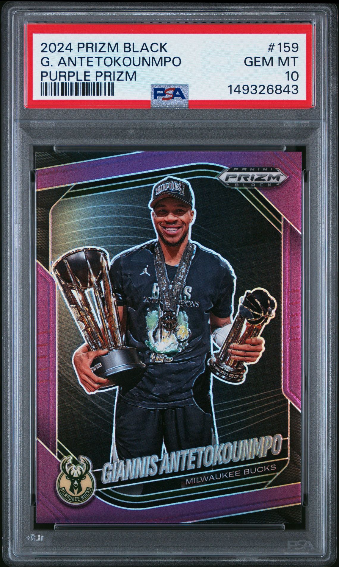 2024 Panini PANINI PRIZM BLACK PURPLE PRIZM #159 G. Antetokounmpo front