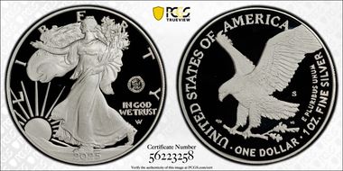 2025-S $1 Silver Eagle w/ U.S. Navy Privy 250th Anniversary PR69DCAM