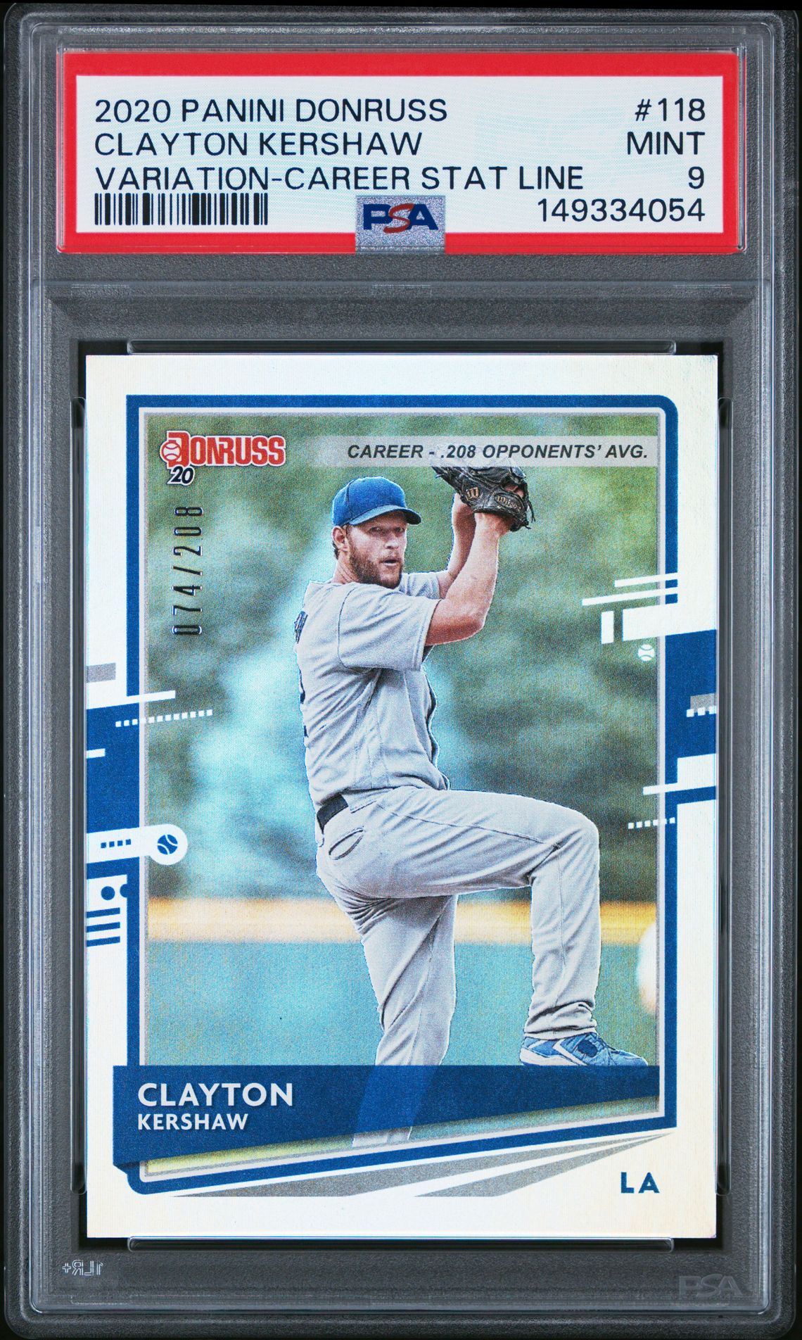 2020 Panini PANINI DONRUSS VARIATION-CAREER STAT LINE #118 Clayton Kershaw front