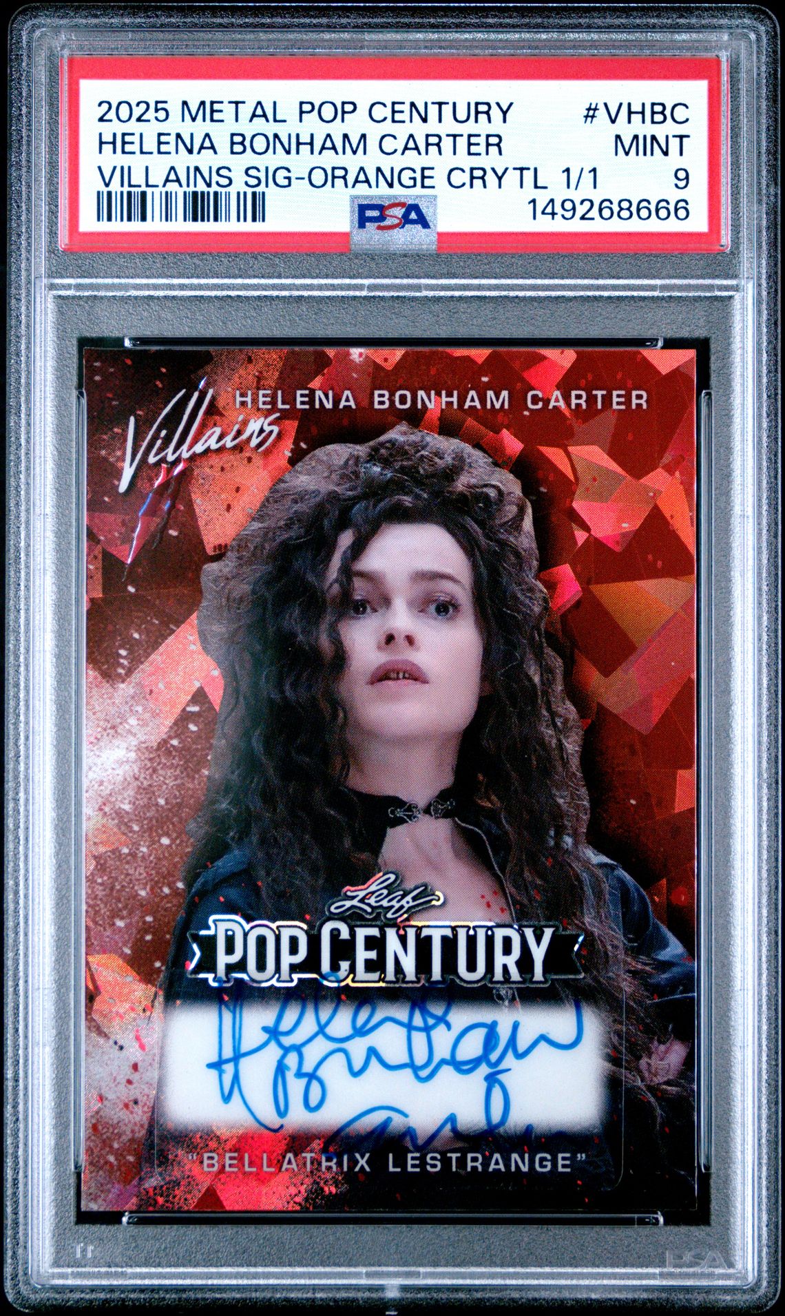2025 Leaf ORANGE CRYTL 1/1 #VHBC Helena Bonham Carter front