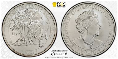 2021 £2 Una and The Lion 2oz Ag MS69