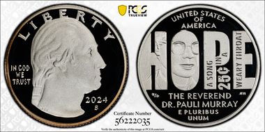 2024-S 25C Rev. Dr. Pauli Murray Silver First Strike PR69DCAM
