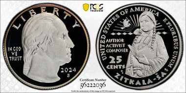2024-S 25C Zitkala-Ša Silver First Strike Golden Arrows PR70DCAM