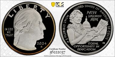 2024-S 25C Hon. Patsy Takemoto Mink Silver First Strike PR69DCAM