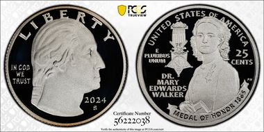 2024-S 25C Dr. Mary Edwards Walker Silver First Strike PR70DCAM