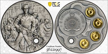 2022 $5 John Dillinger - Gangsters Antique Finish 2oz UHR SP68