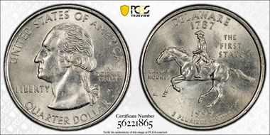1999-P 25C Delaware AU58