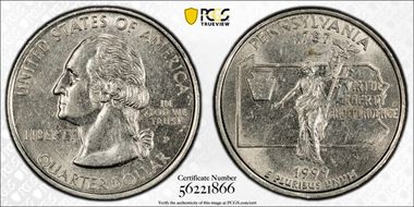 1999-P 25C Pennsylvania AU53