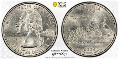 2000-P 25C Virginia AU58