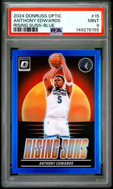 2024 Panini Donruss Optic RISING SUNS-BLUE #15 Anthony Edwards front