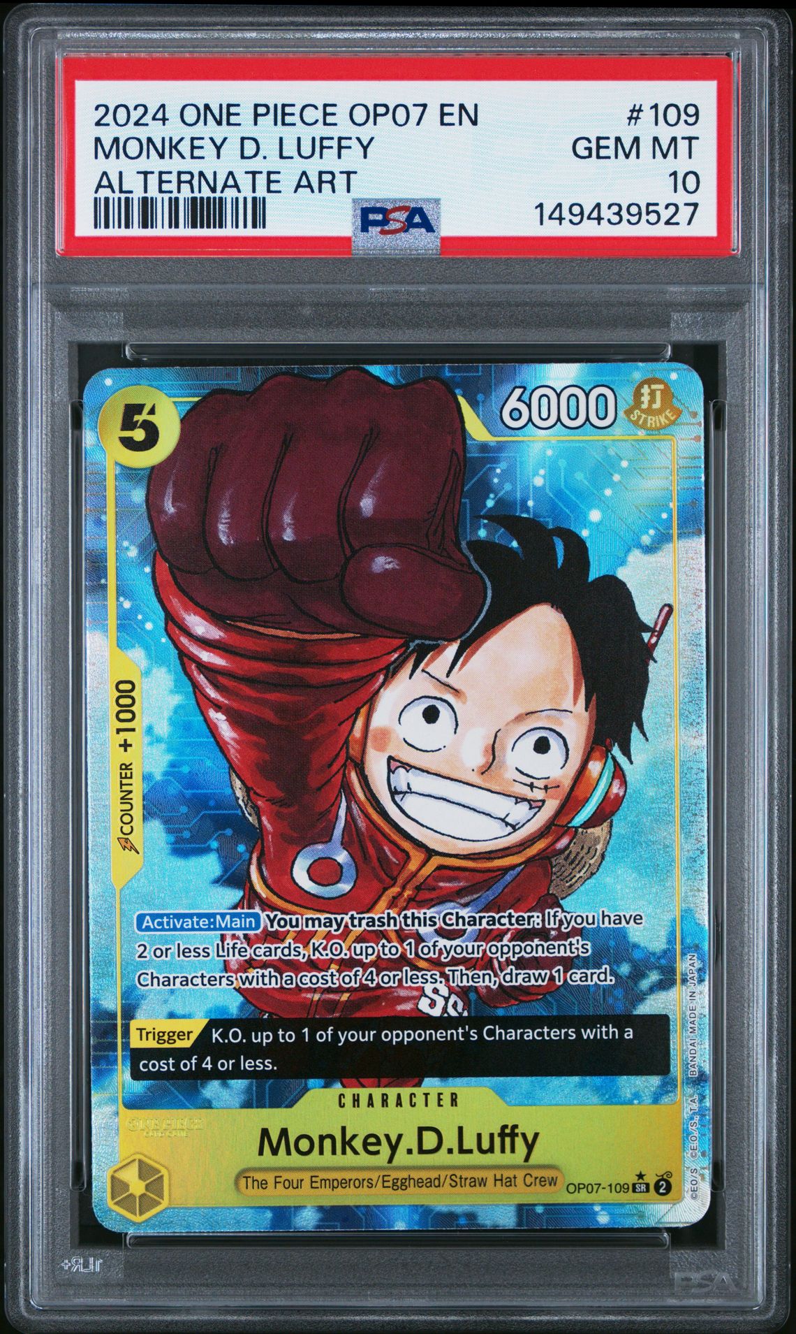 2024 One Piece ONE PIECE OP07-500 YEARS IN THE FUTURE ALTERNATE ART #109 Monkey D. Luffy front