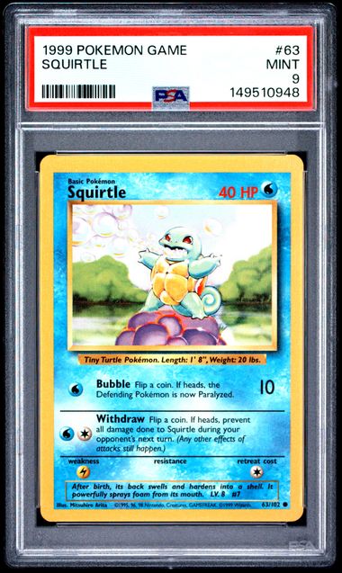 1999 Pokemon Game #63 Squirtle front