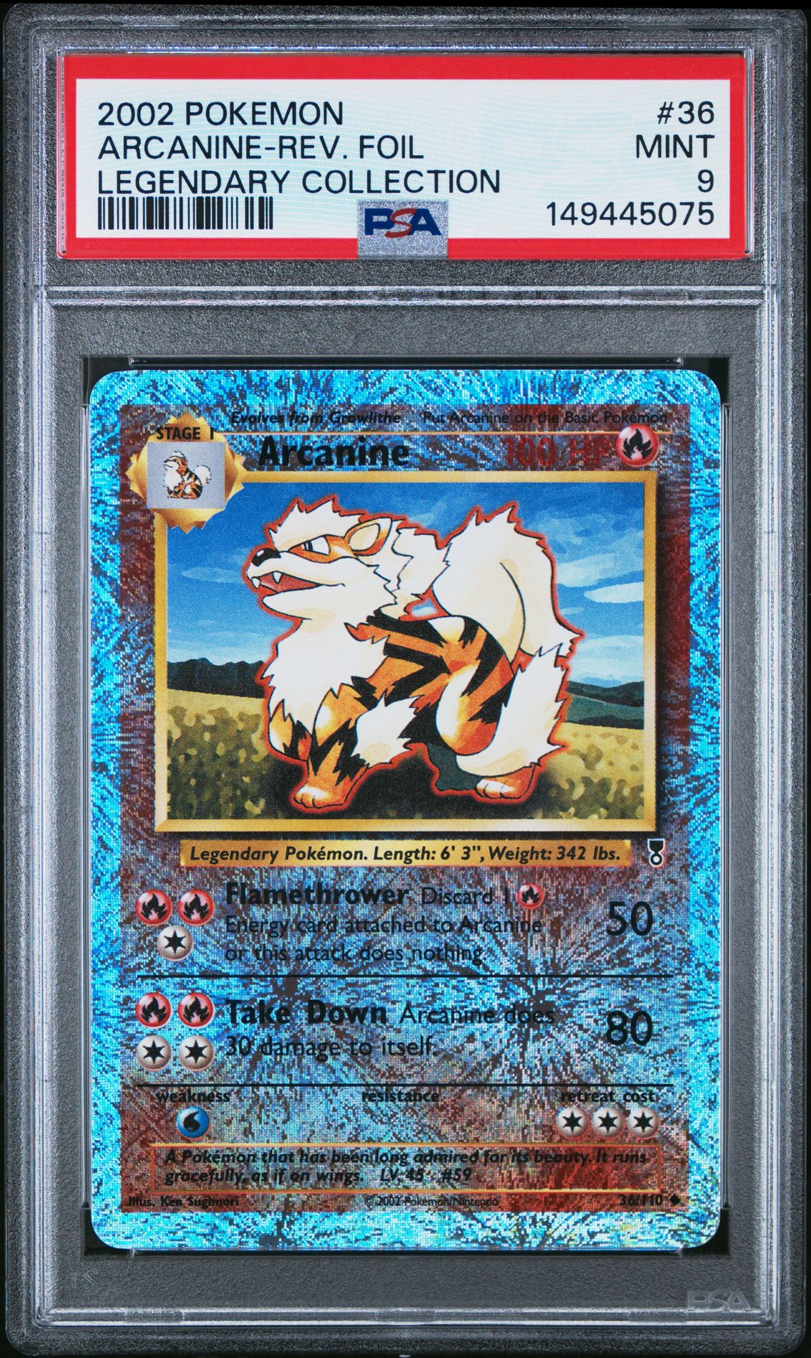 2002 Pokemon POKEMON LEGENDARY COLLECTION #36 Arcanine-Rev. Foil front