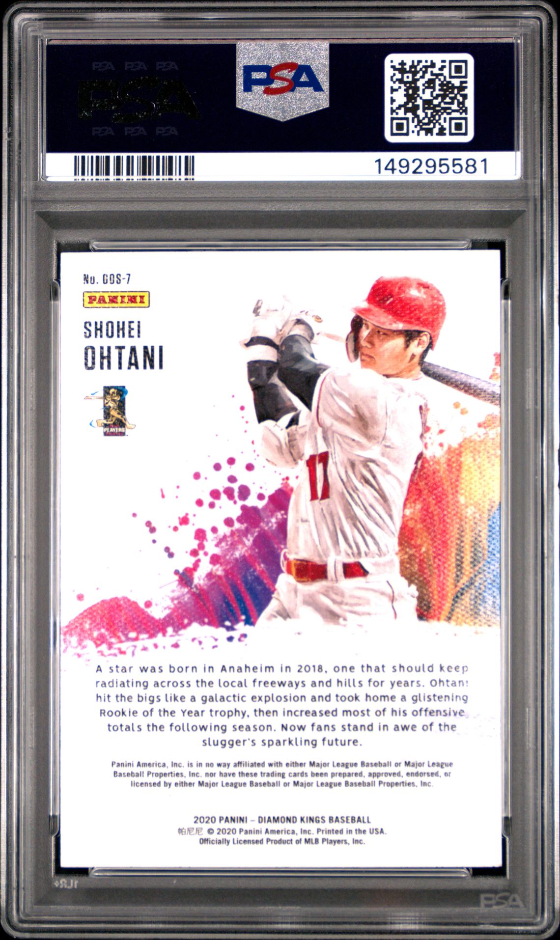 2020 Panini Diamond Kings Gallery Of Stars Shohei Ohtani #Gos7 (Gallery Of Stars) Mint 9 back