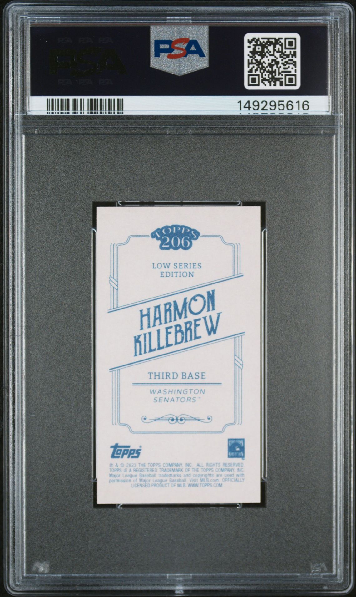 2023 Topps 206 Low Series Harmon Killebrew (Low Series-Wood Paper Stock) Gem Mt 10 back