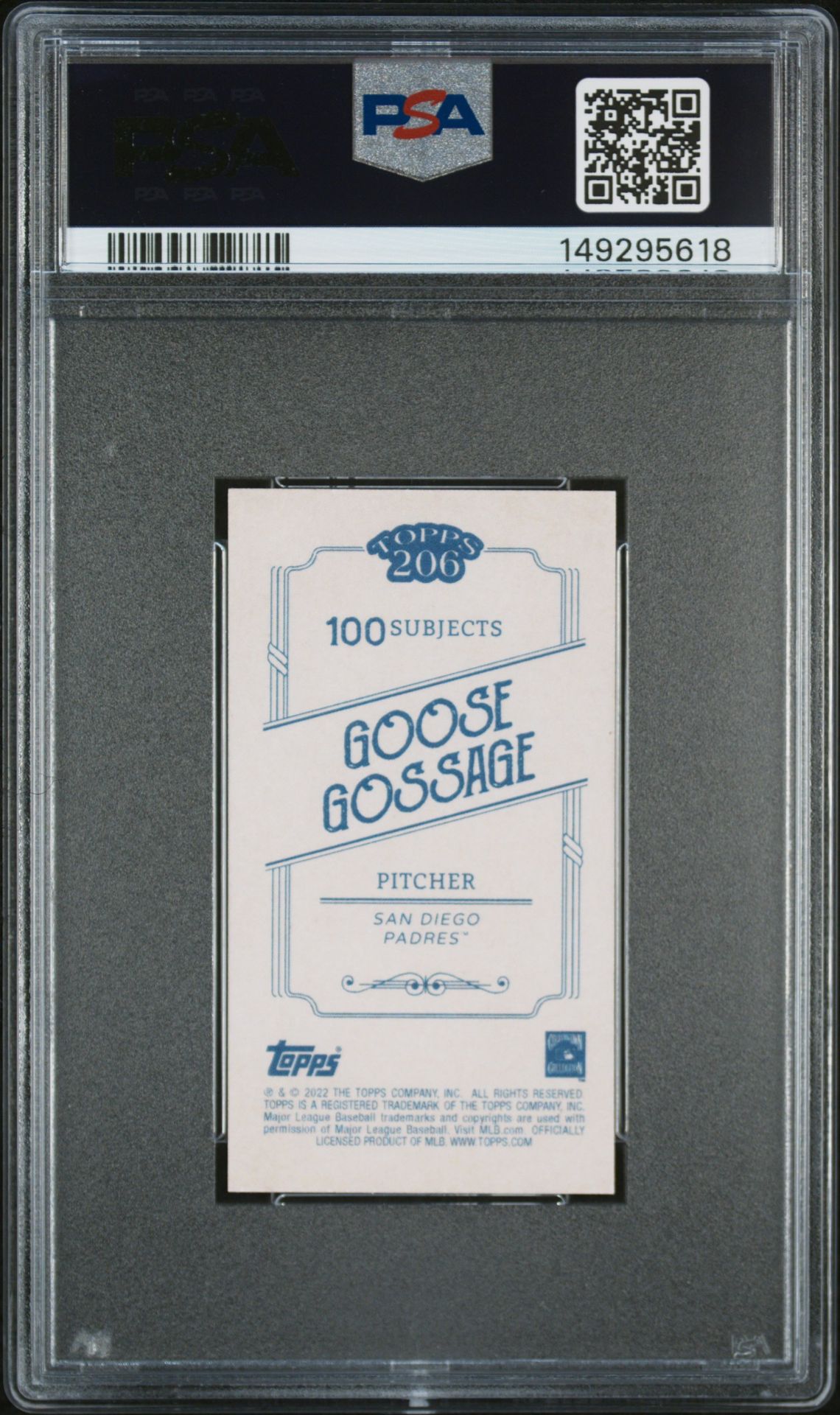 2022 Topps 206 Goose Gossage Mint 9 back