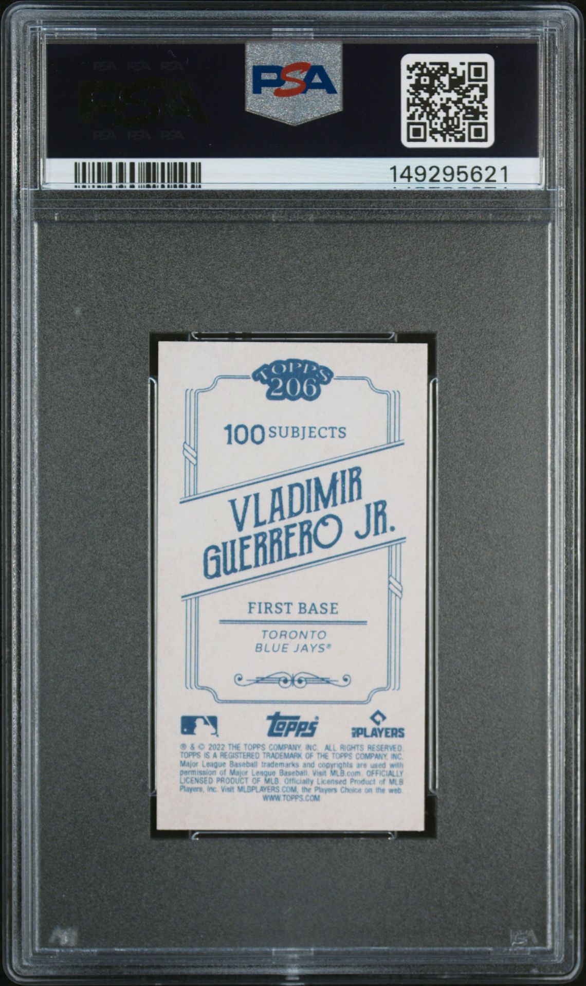 2022 Topps 206 Vladimir Guerrero (Wood Paper Stock) Mint 9 back