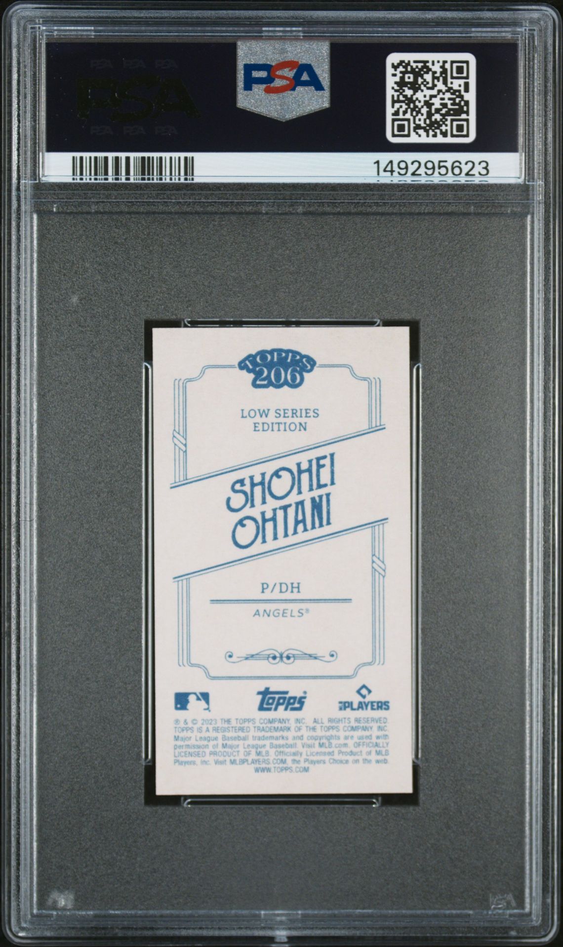 2023 Topps 206 Low Series Shohei Ohtani Gem Mt 10 back view - PSA certificate #149295623