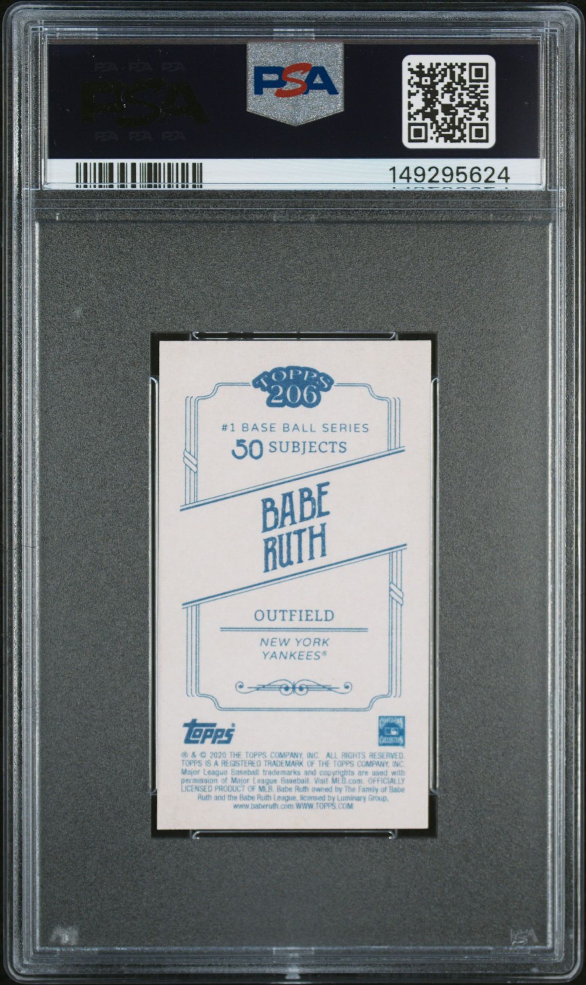 2020 Topps 206 Babe Ruth Gem Mt 10 back