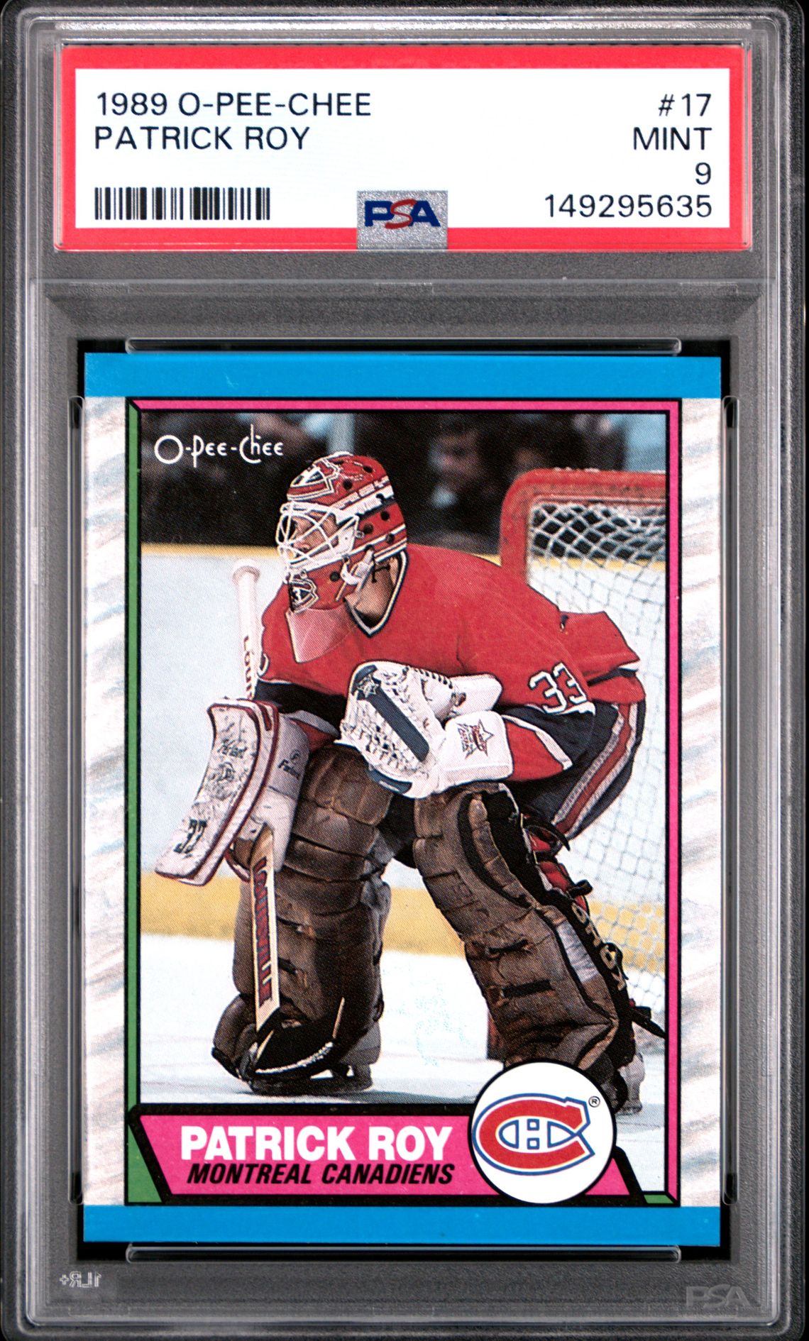 1989 O-Pee-Chee Patrick Roy #17 Mint 9 front