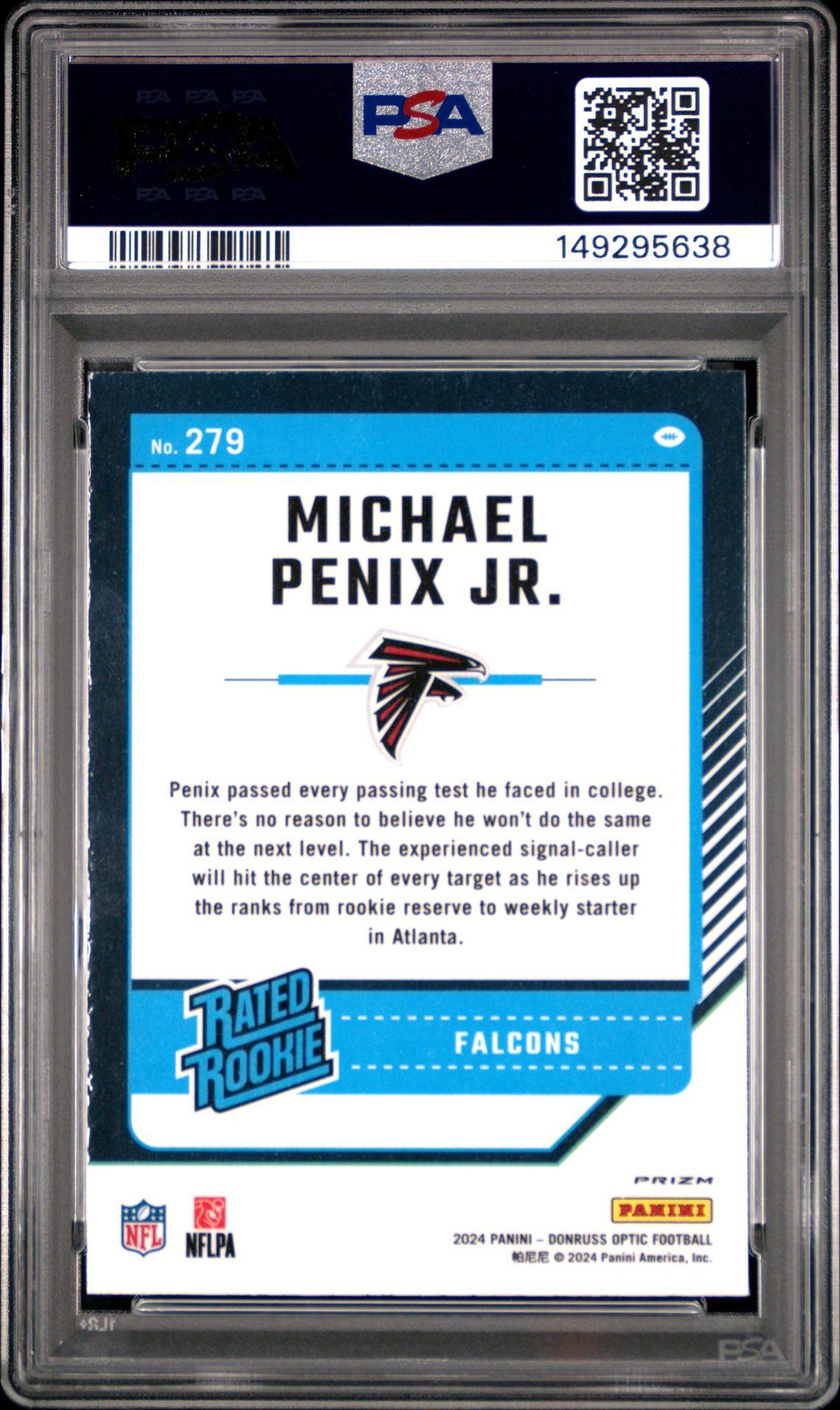 2024 Panini Donruss Optic Michael Penix Jr. #279 (Green Velocity) Mint 9 back