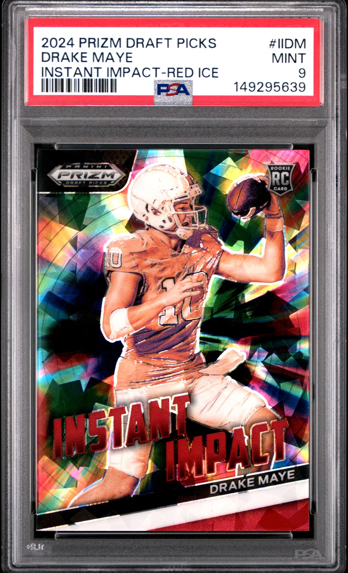2024 Panini Prizm Draft Picks Instant Impact Drake Maye #Iidm (Instant Impact-Red Ice) Mint 9 front