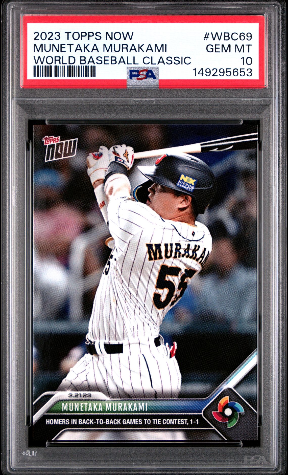 2023 Topps Now World Baseball Classic Munetaka Murakami #Wbc69 (World Baseball Classic) Gem Mt 10 front view - PSA graded GEM MT 10
