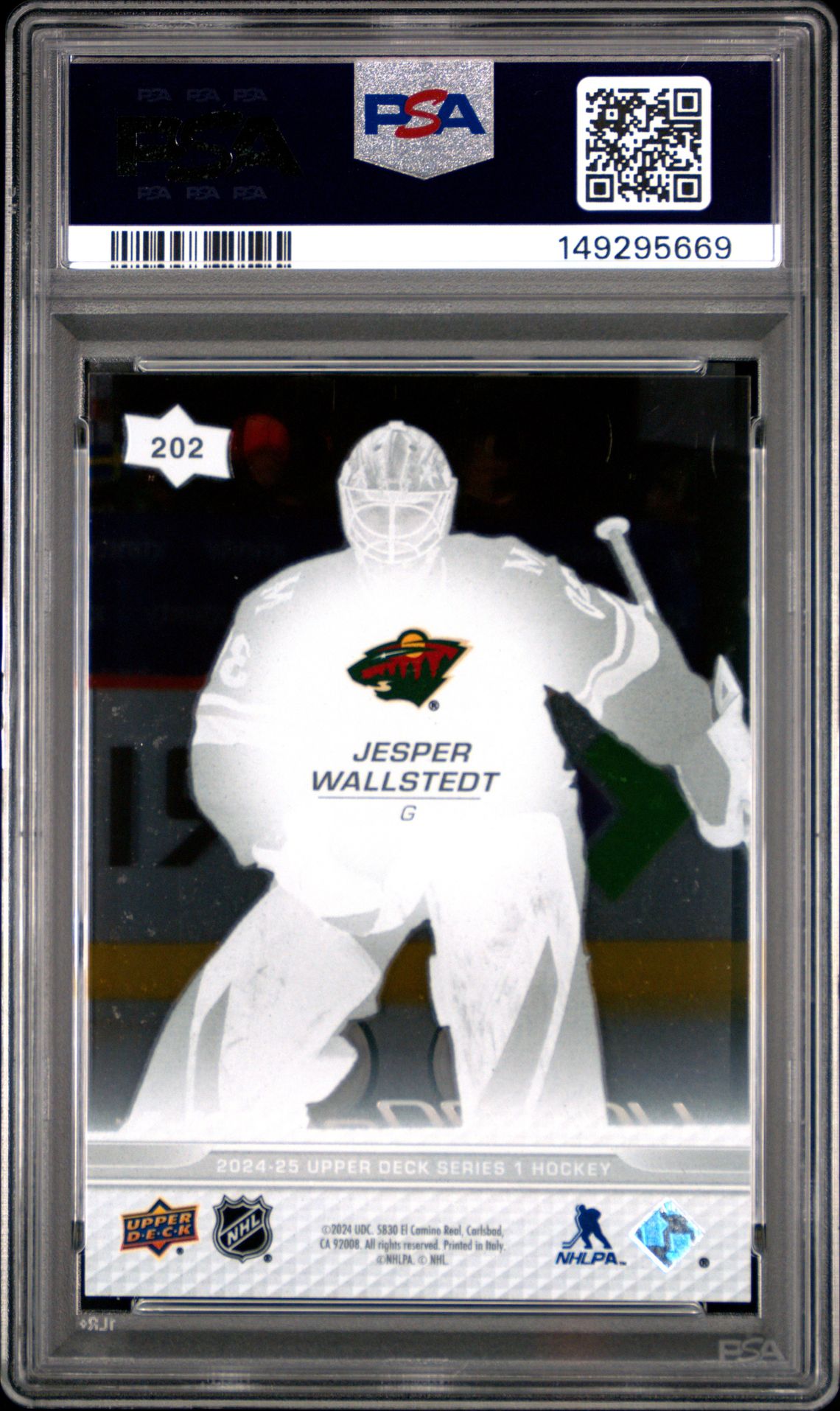 2024 Upper Deck Jesper Wallstedt #202 (Clear Cut) Mint 9 back