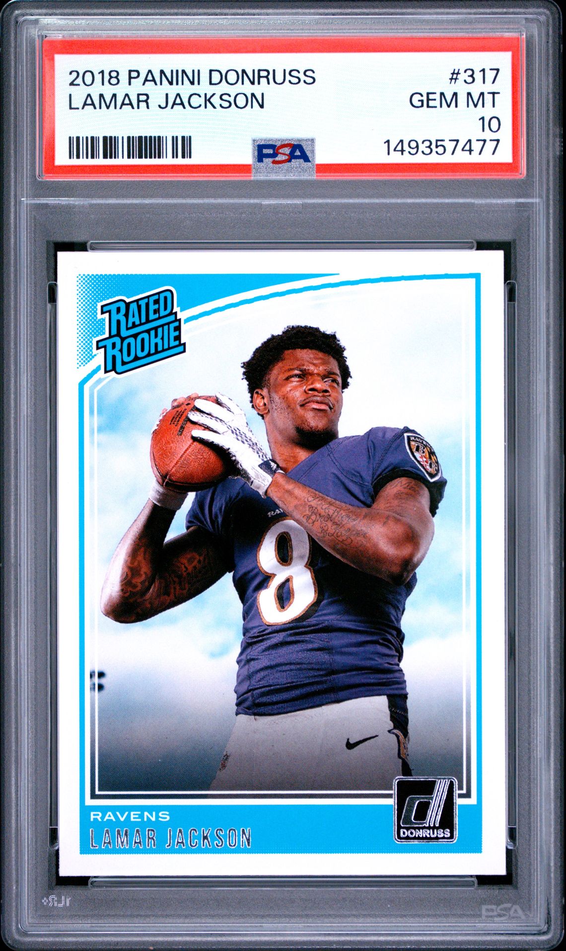 2018 Panini Donruss Lamar Jackson #317 Gem Mt 10 front