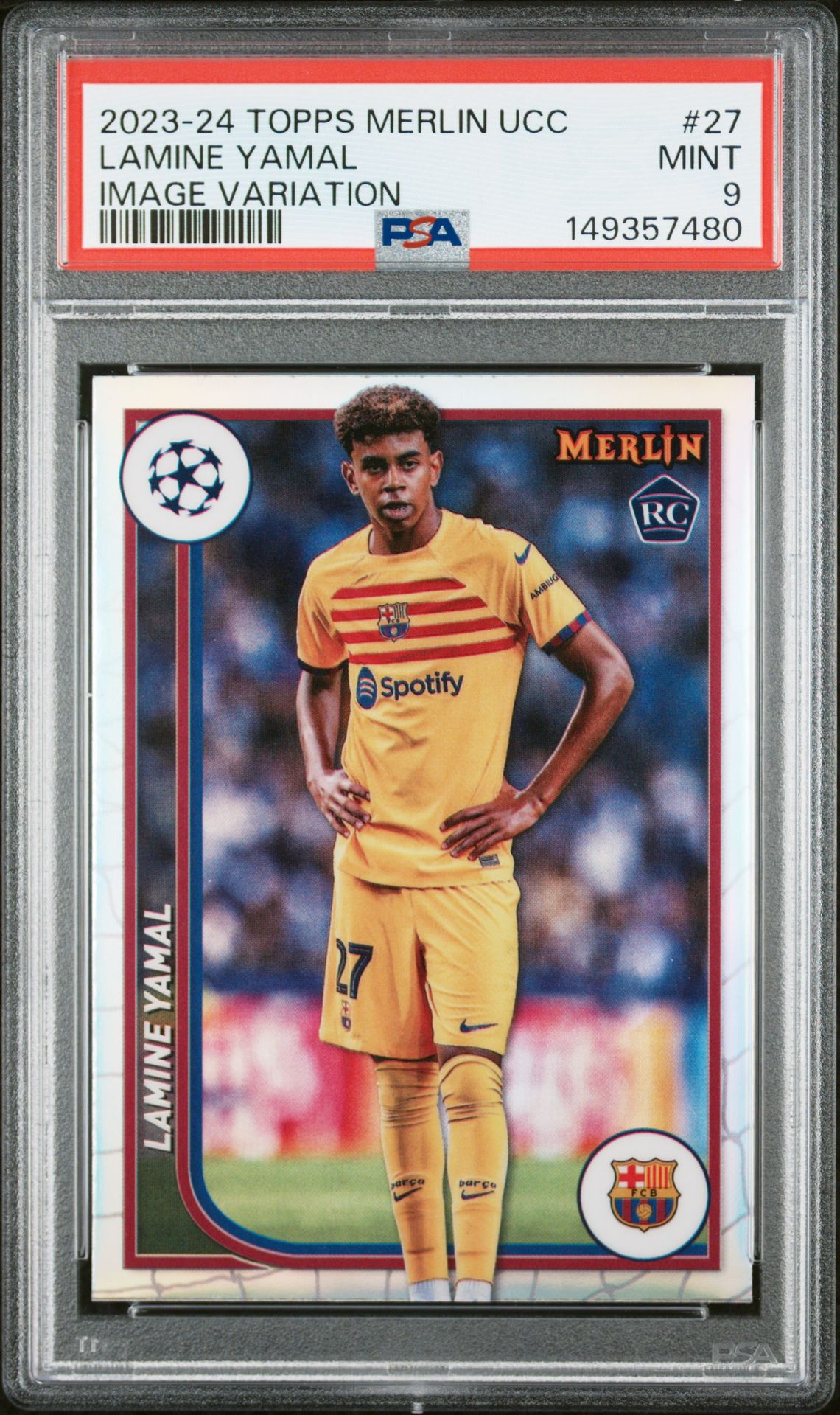 2023-24 Topps Merlin Uefa Club Competitions Lamine Yamal #27 (Image Variation) Mint 9 front