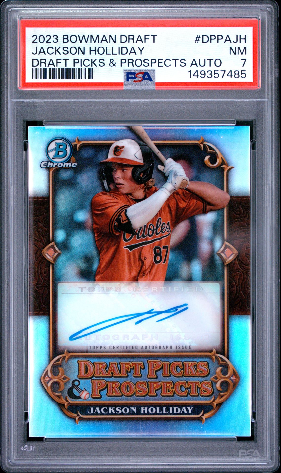 2023 Bowman Draft Draft Picks & Prospects Autograph Jackson Holliday #Dppajh Nm 7 front