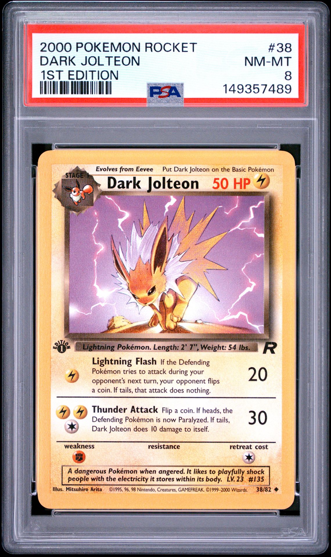 2000 Pokemon Rocket Dark Jolteon #38 (1St Edition) Nm-Mt 8 front