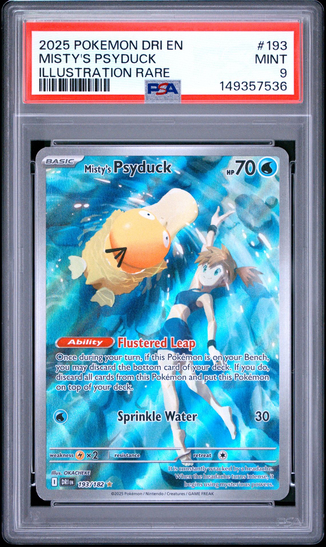 2025 Pokemon Dri En-Destined Rivals Misty's Psyduck #193 (Illustration Rare) Mint 9 front