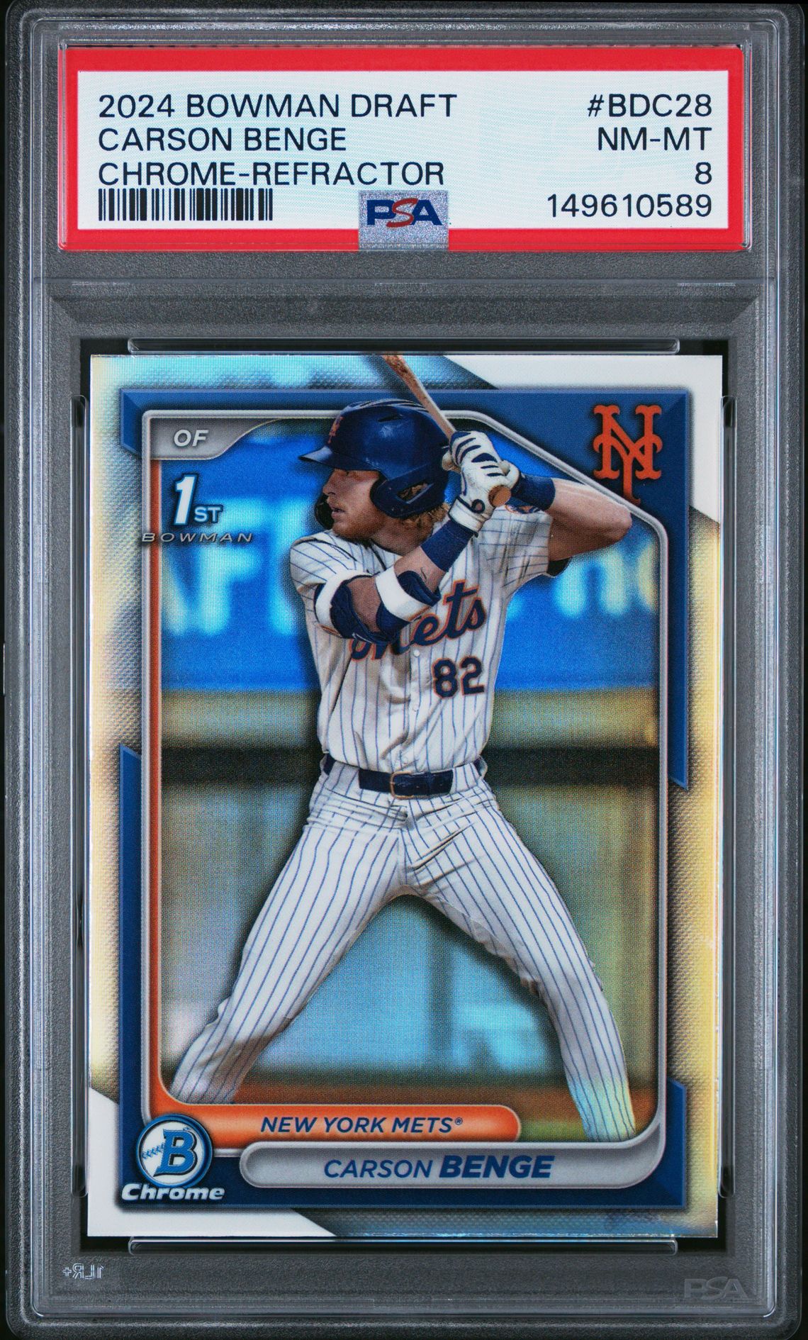 2024 Bowman Draft Carson Benge #Bdc28 (Chrome-Refractor) Nm-Mt 8 front