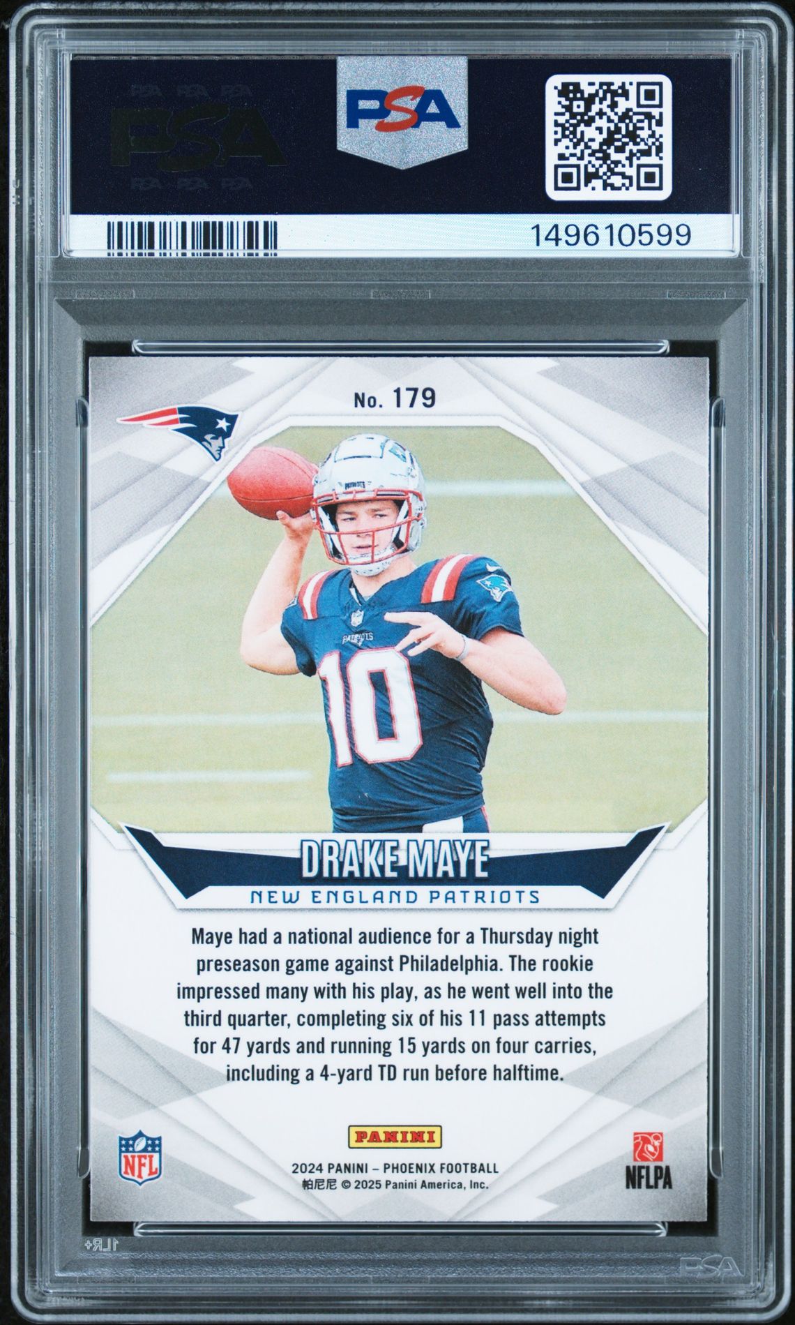 2024 Panini Phoenix Drake Maye #179 Mint 9 back