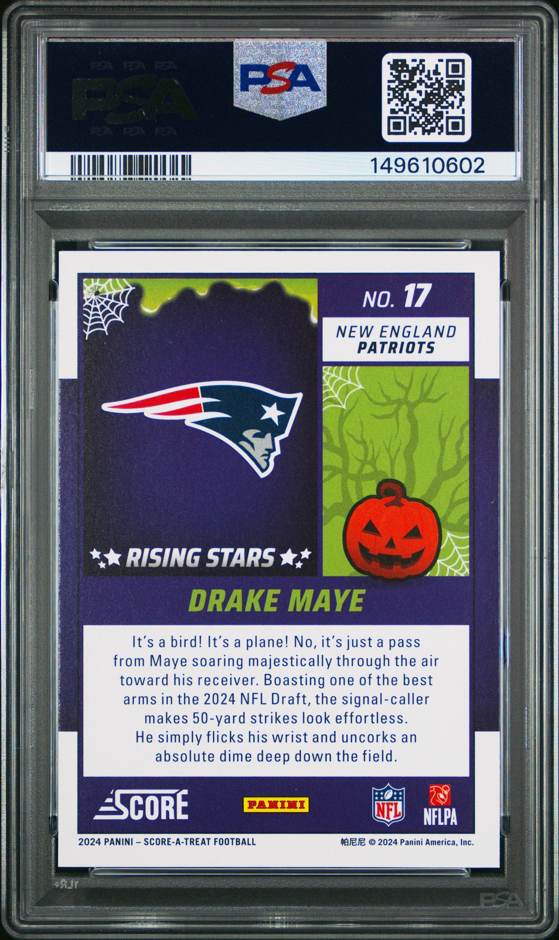 2024 Panini Score-A-Treat Rising Stars Drake Maye #17 (Rising Stars-Bats) Mint 9 back