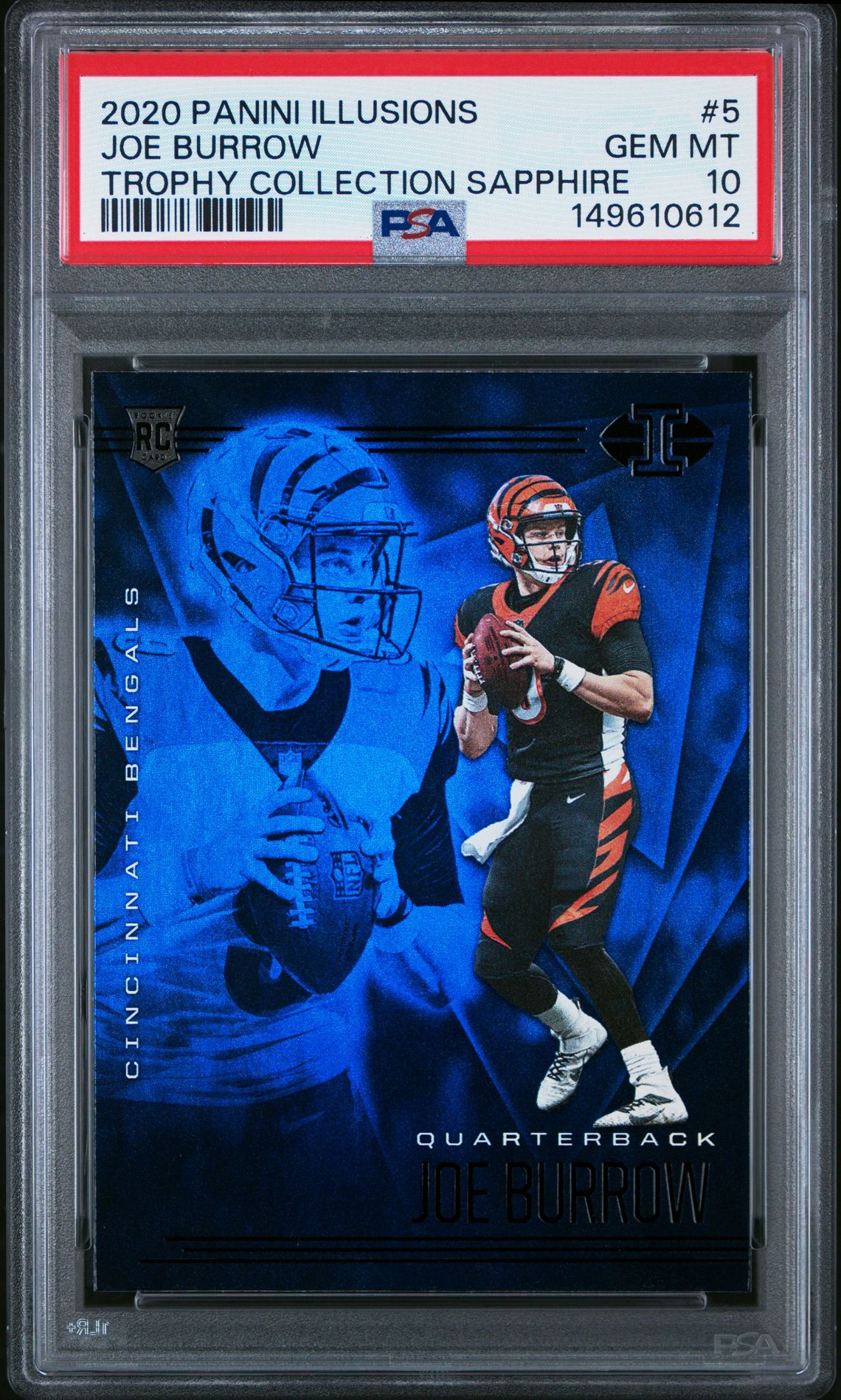 2020 Panini Illusions Joe Burrow #5 (Trophy Collection Sapphire) Gem Mt 10 front