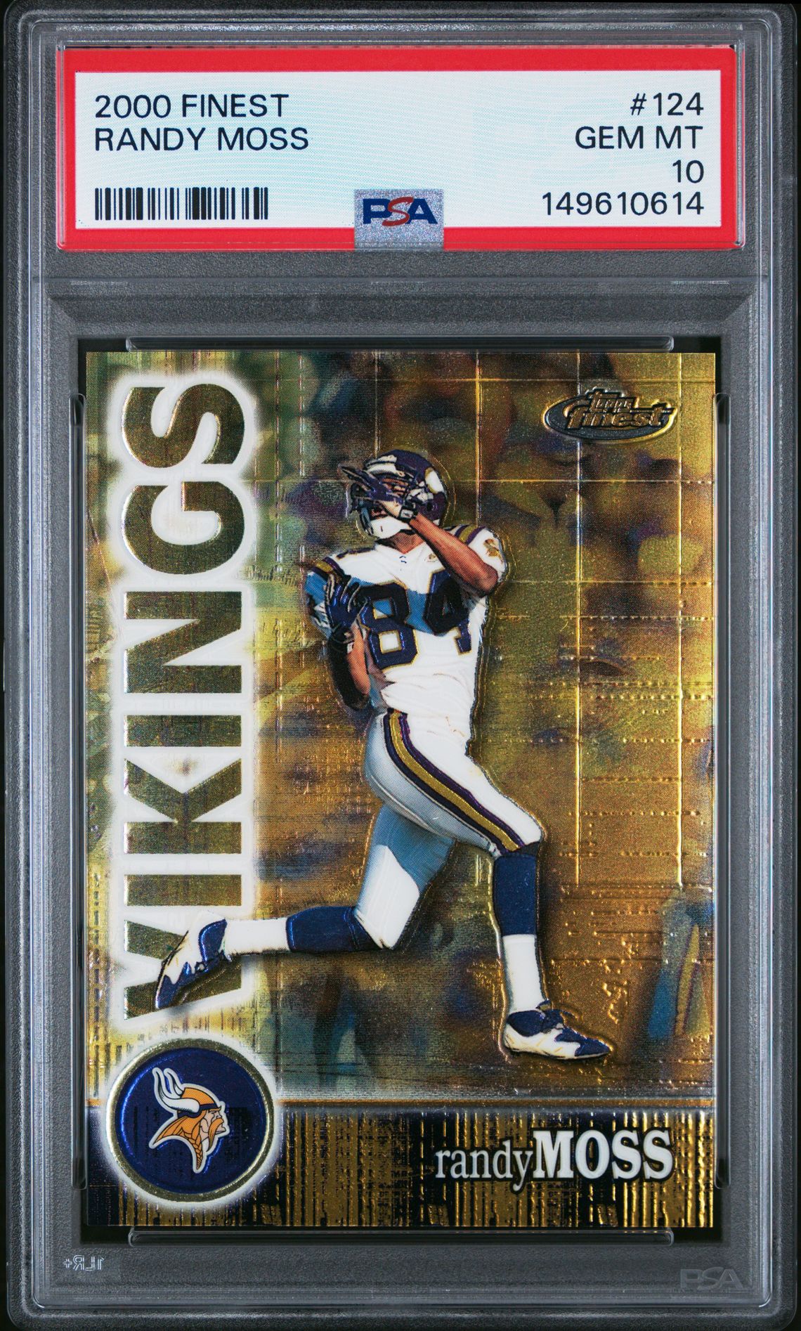 2000 Finest Randy Moss #124 Gem Mt 10 front
