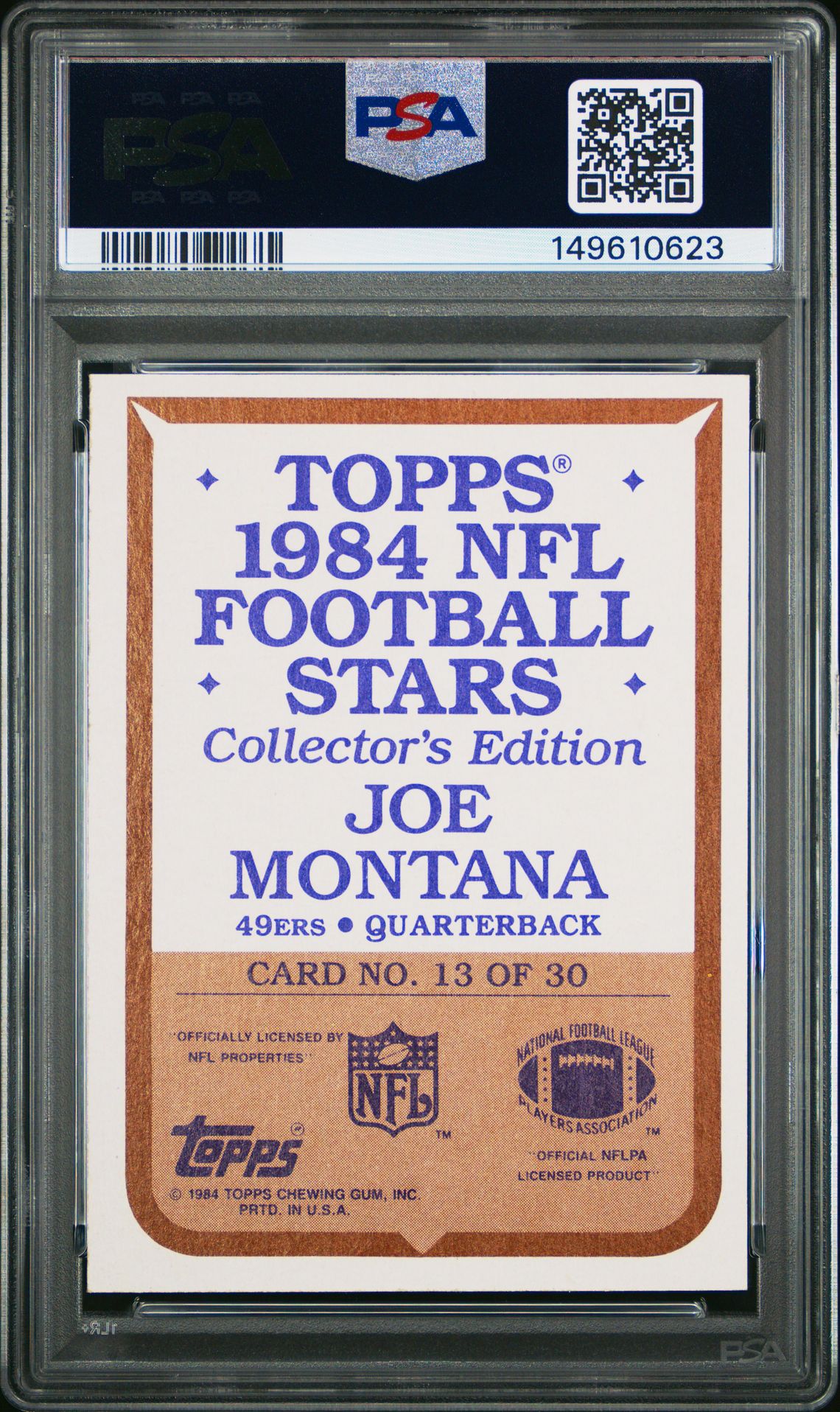 1984 Topps Glossy Glossy Send-In Joe Montana #13 (Glossy Send-In) Nm-Mt 8 back