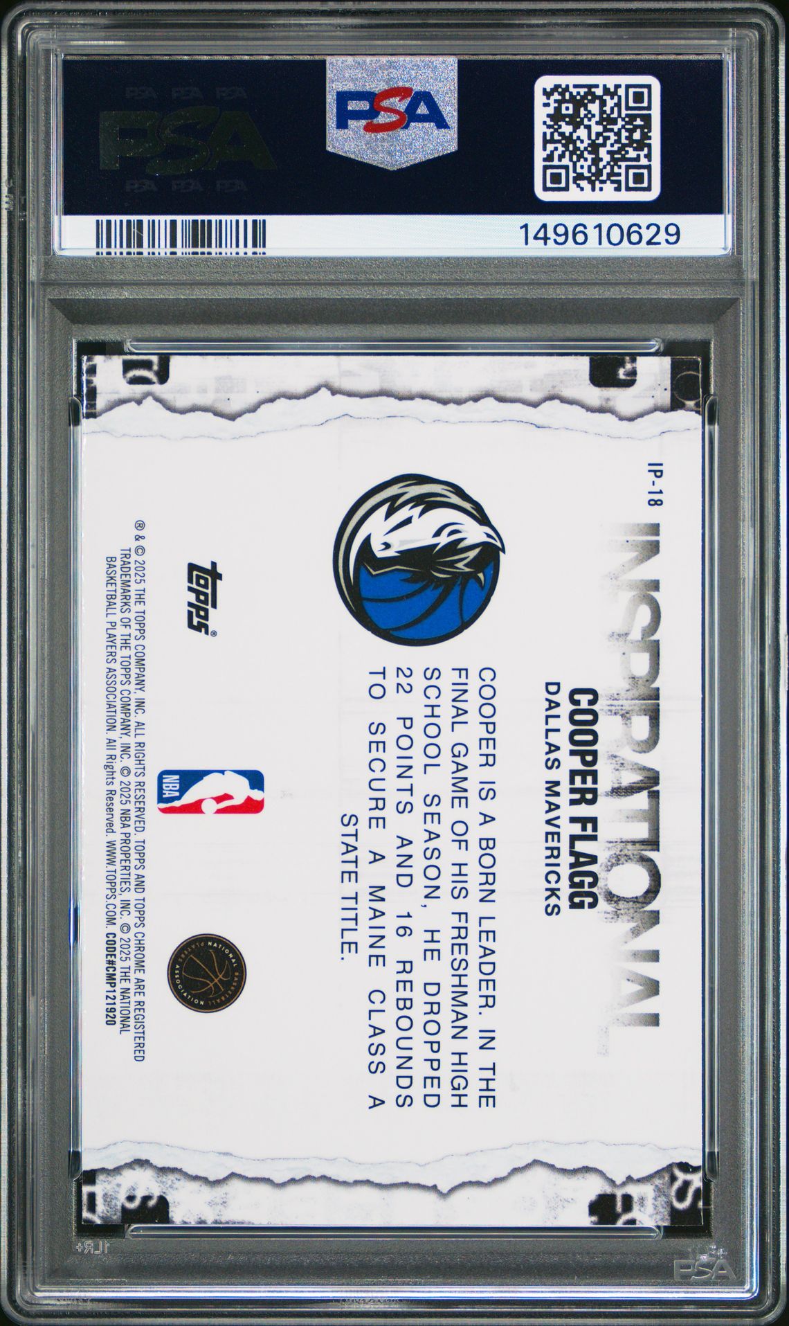 2025 Topps Chrome Inspirational Cooper Flagg #Ip-18 Mint 9 back