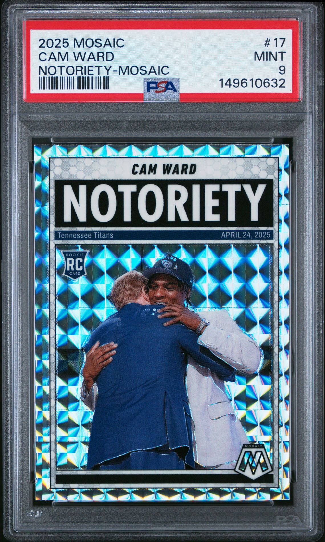 2025 Panini Mosaic Notoriety Cam Ward #17 (Notoriety-Mosaic) Mint 9 front