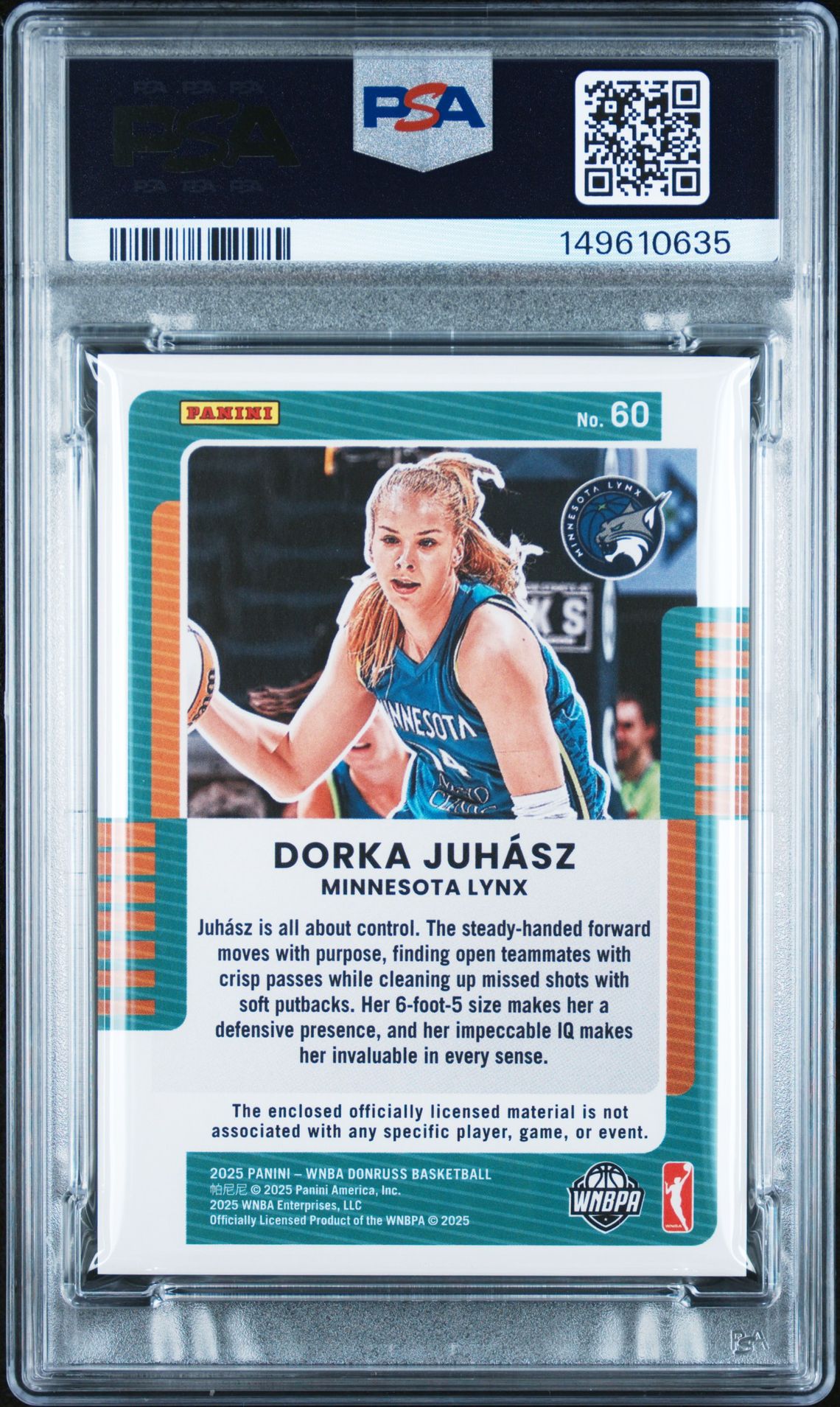 2025 Panini Donruss Wnba Jersey Series Dorka Juhasz #60 Mint 9 back
