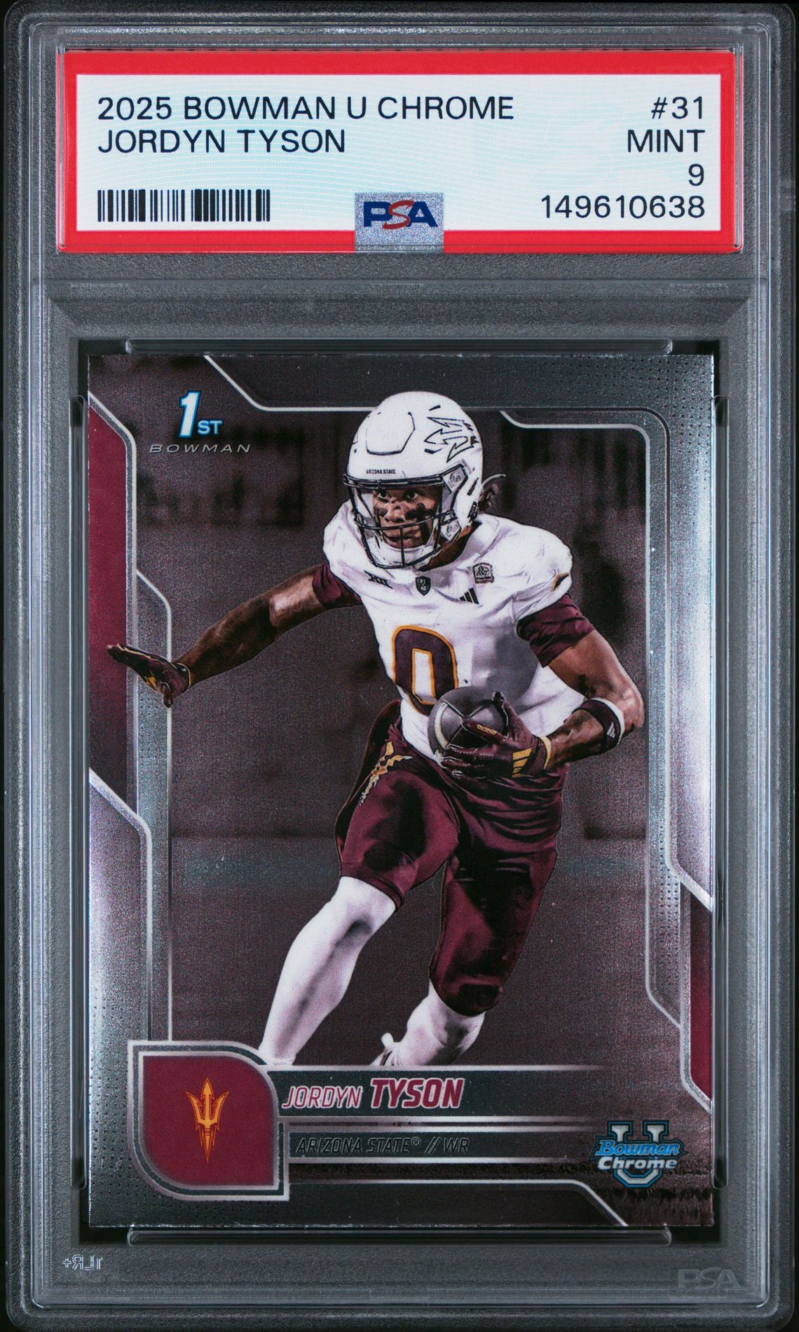 2025 Bowman University Chrome Jordyn Tyson #31 Mint 9 front